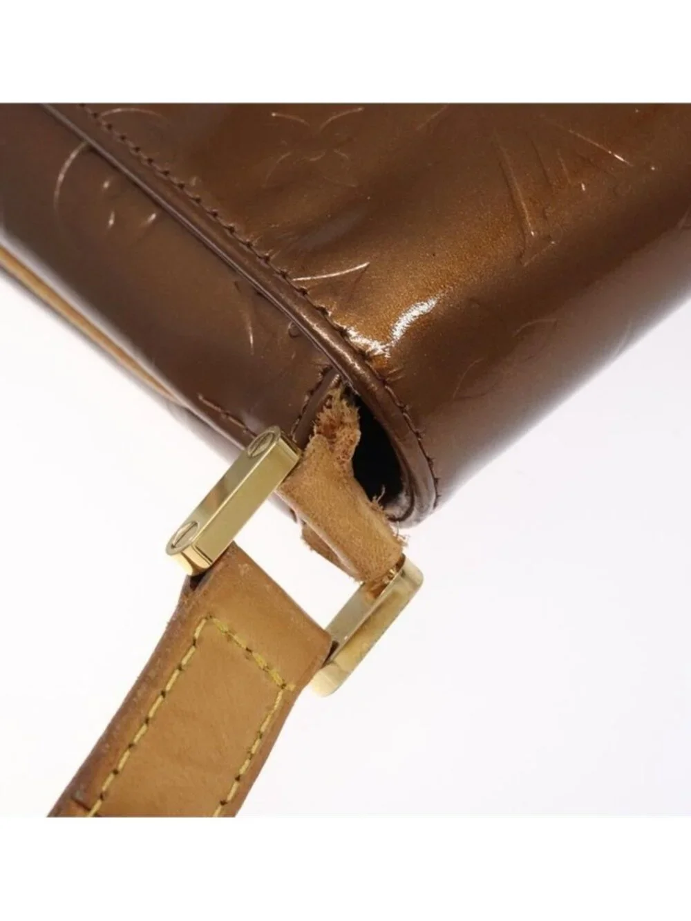 Authentic LOUIS VUITTON Monogram Vernis Thompson Street Bag Bronze M91124 LV